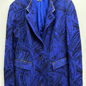 Blue and Black Blazers with Stand-Up Collars